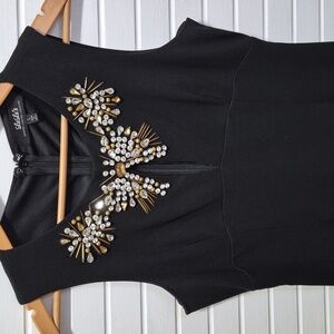 Lulu's Dress Black Gold Sequin Neckline Large